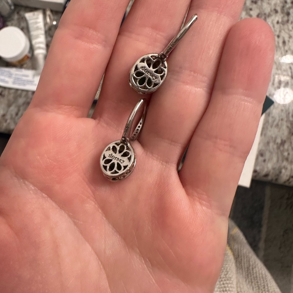 Green and Silver Women's Earrings - Picture 5 of 8